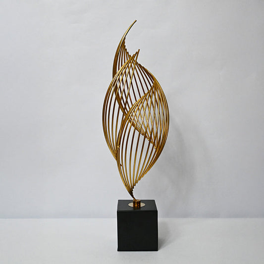 Arc & Matter Showpiece Contemporary Brass Gold and Black 7x7x46cm