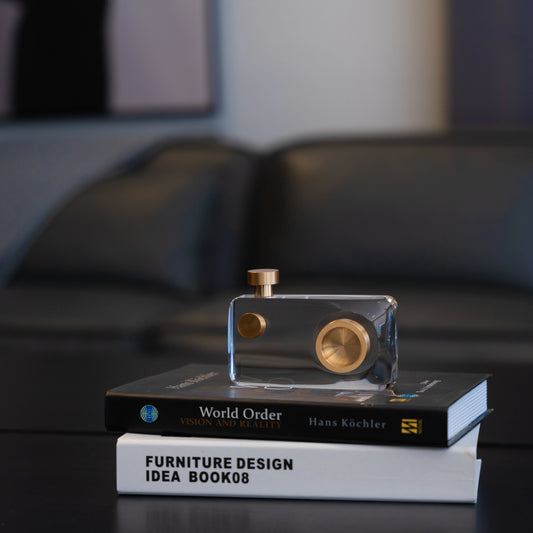 Camera Figurine Golden Modern Acrylic 14x5x10.5cm