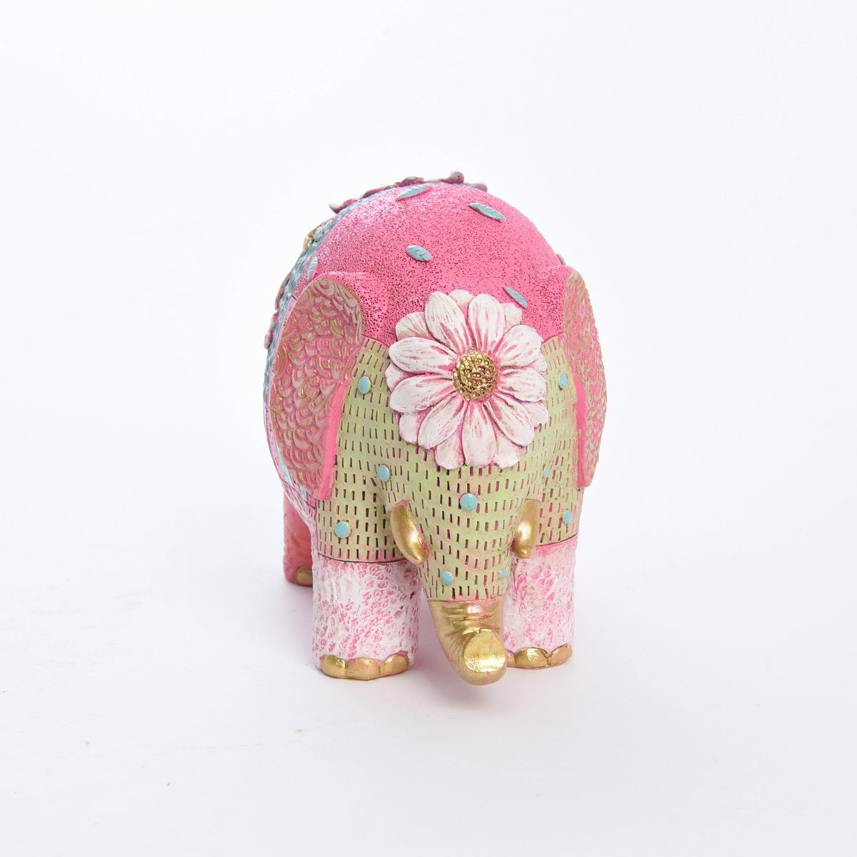 Elephant Figurine Art Deco Floral Resin 18.5x11x15cm HX05S146