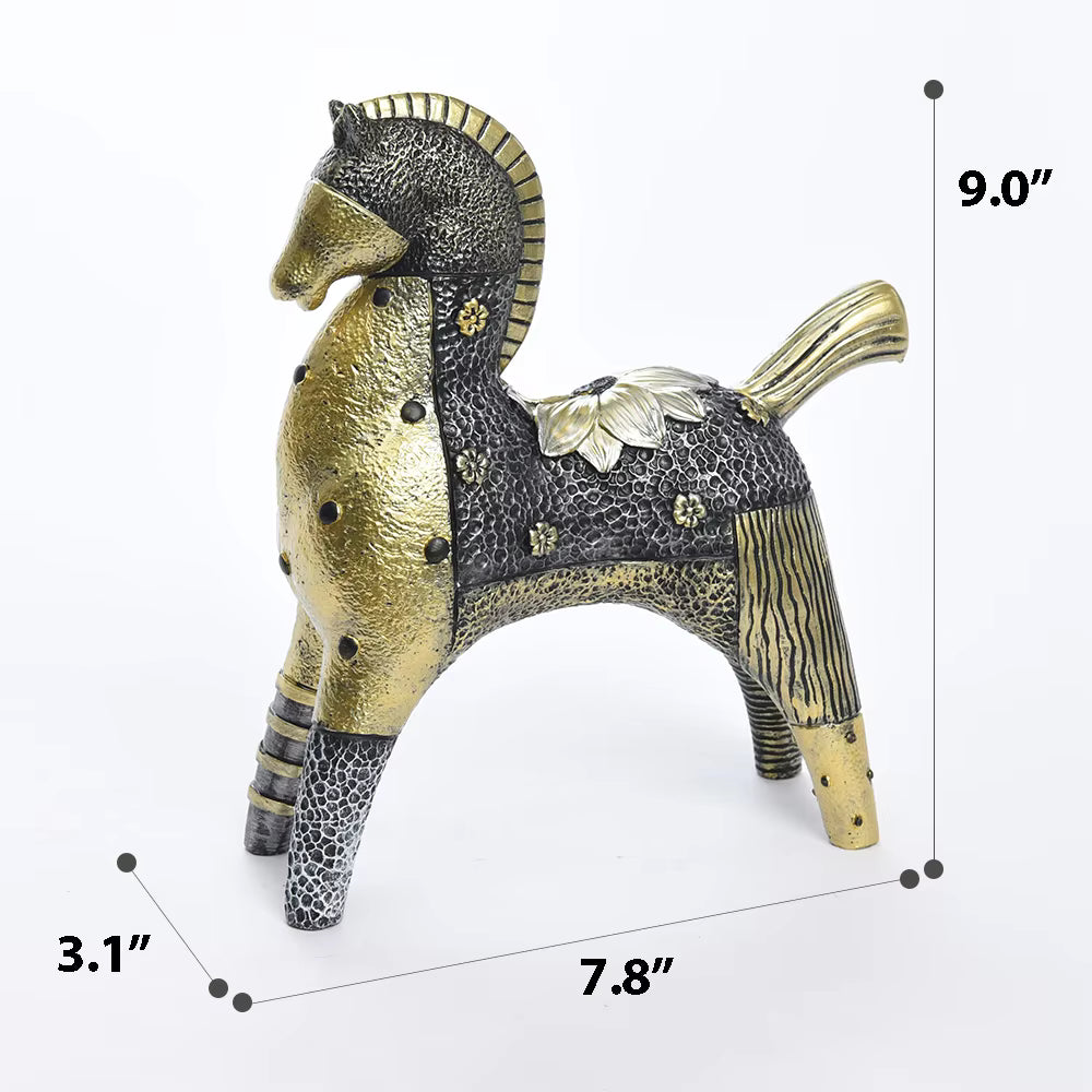 Horse Figurine Art Deco Floral Resin 20x8x23cm HX05S143