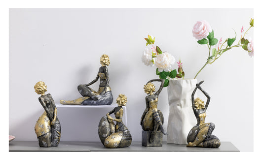 Gilt Sprig Lady on a Sphere on a console