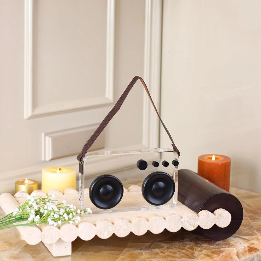 Soundbox Decor Object Nordic Designer Crystal and Black 20x5x12.5cm
