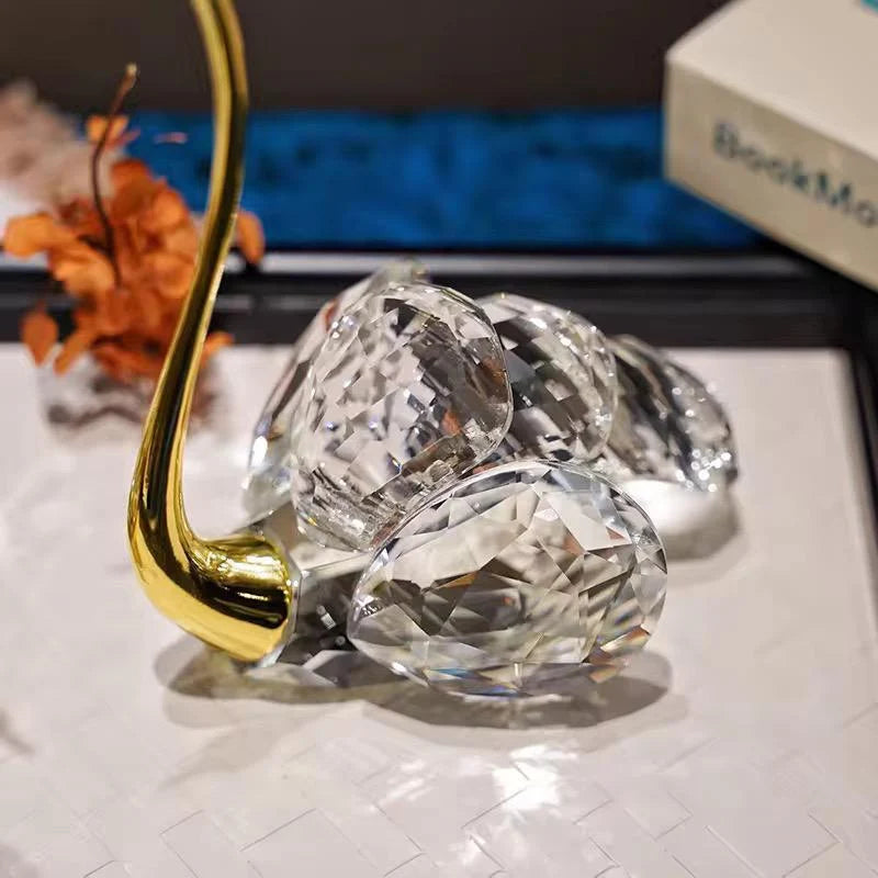 Metal & Crystal Swan Showpiece, set of 2