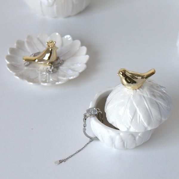Golden Bird Porcelain Jar — Small