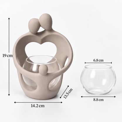 Family Embrace Tealight Holder dimensions: 14.2 by 13.5 by 19 centimetres