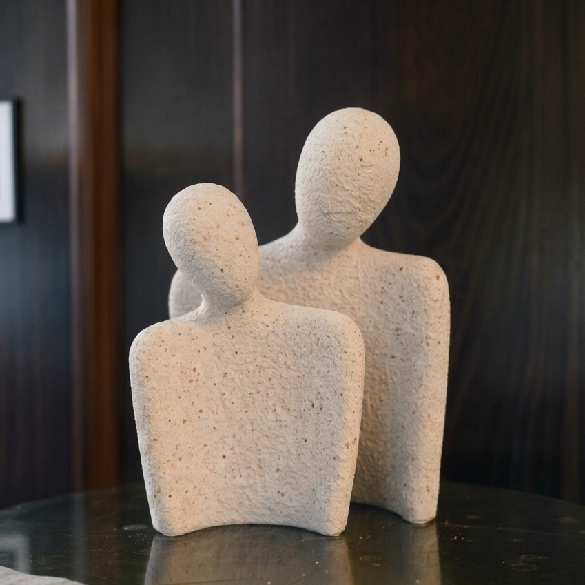 Twofold Human Figurine Modern Minimalist Sculpture