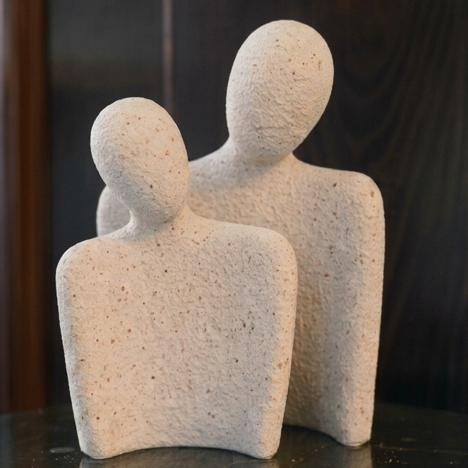 Twofold Human Figurine Modern Minimalist Sculpture