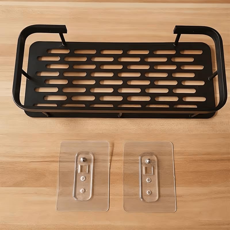 Aluminium Bathroom Shelf Pack of 2 | No-Drill Self-Adhesive Wall Rack