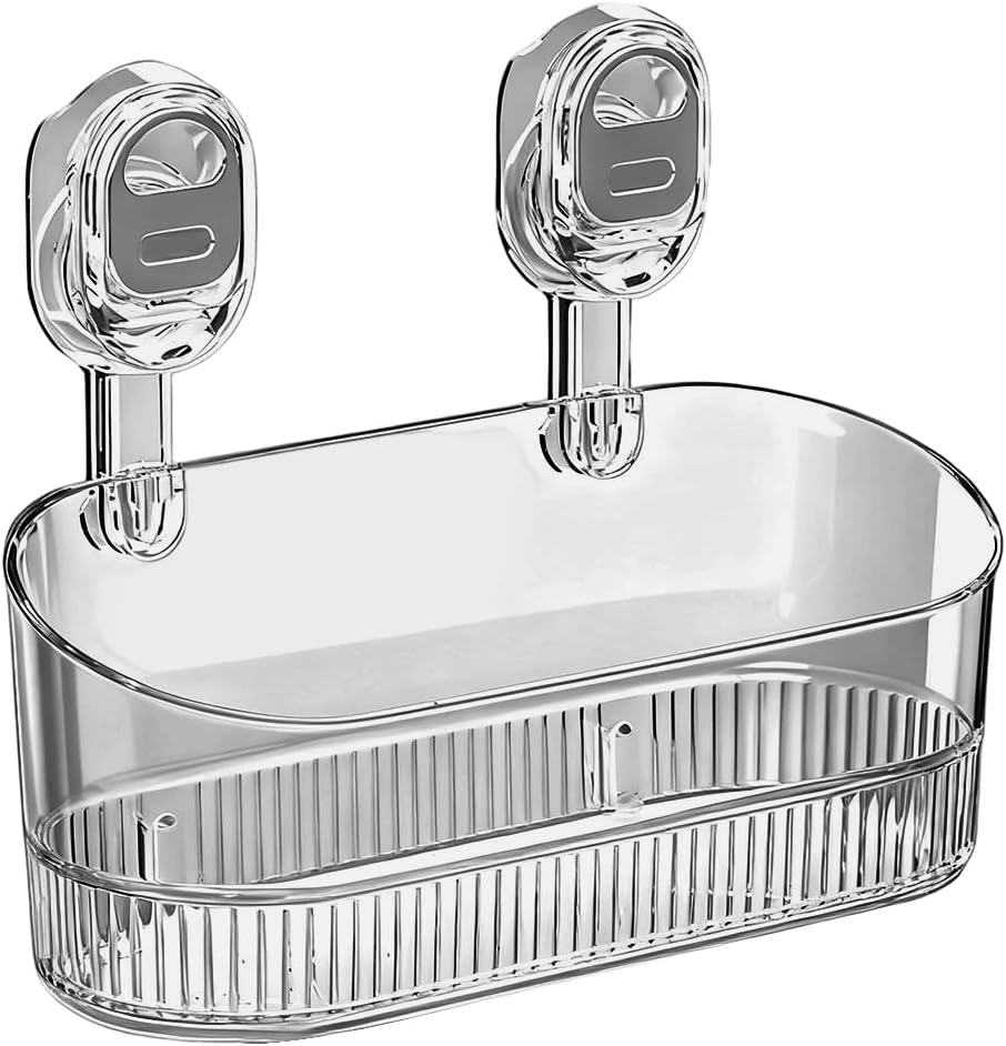 Transparent Gray Shower Caddy | Vacuum Suction Lock Wall Basket