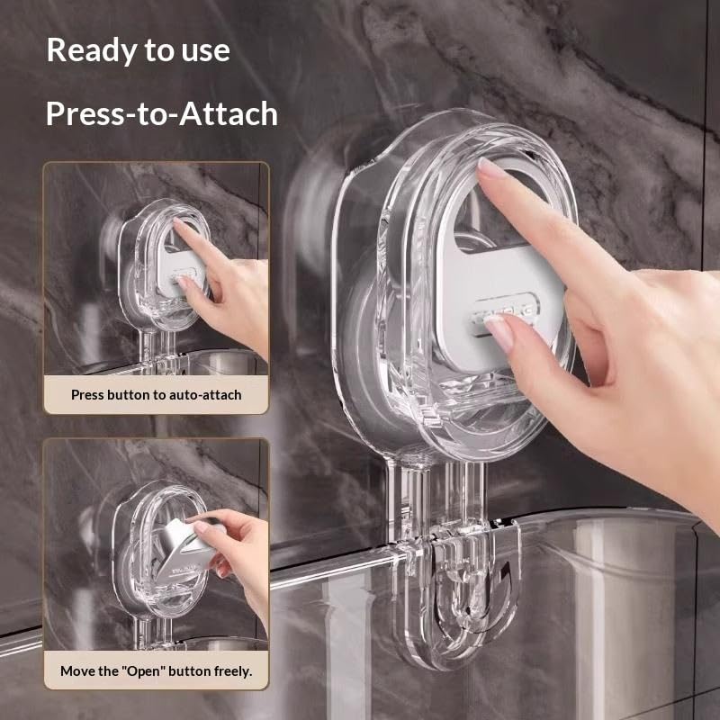 Transparent Gray Shower Caddy | Vacuum Suction Lock Wall Basket