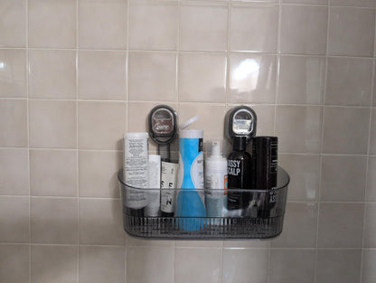 Transparent Gray Shower Caddy | Vacuum Suction Lock Wall Basket