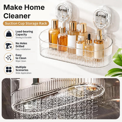 Transparent Gray Shower Caddy | Vacuum Suction Lock Wall Basket