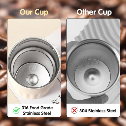 Insulated Coffee Mug with temperature display 500ml (Beige)