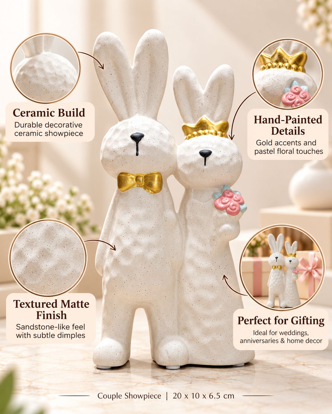 Vows Ceramic Rabbit Couple
