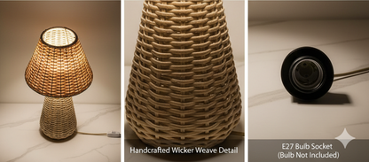 Handwoven wicker Bamboo Rattan Table lamp | Bedside Lamp | Night Lamp