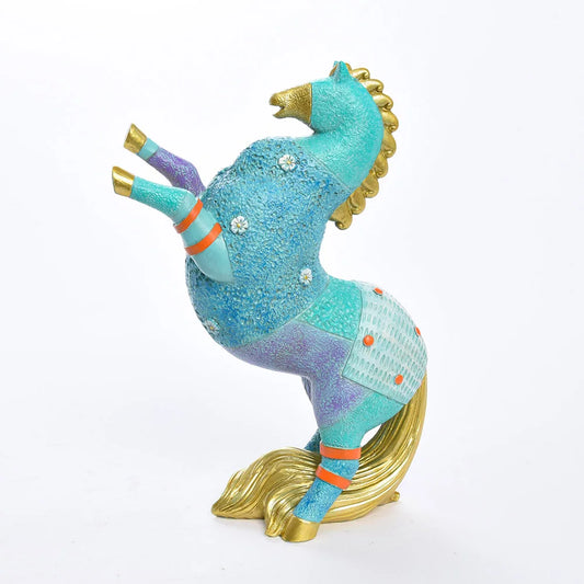 Horse Figurine Bohemian Style Hand Painted Resin 19x8.6x27.8cm