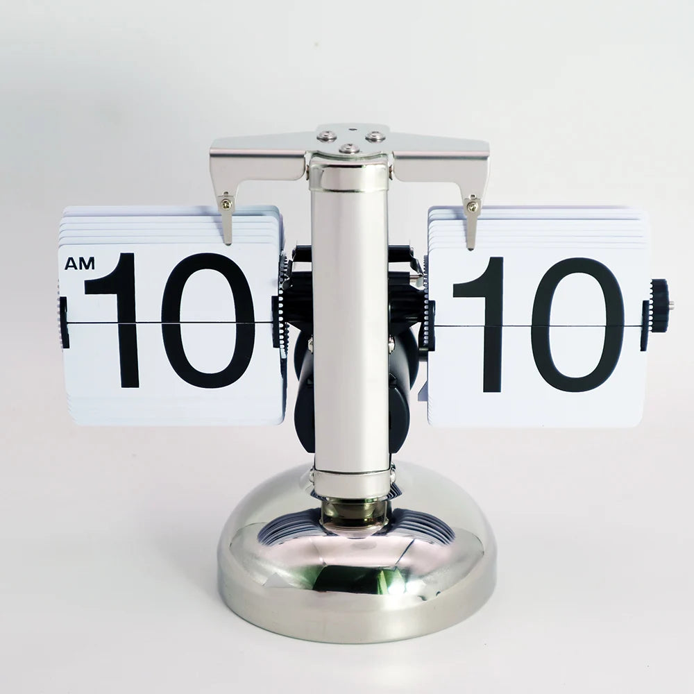 HQ-3 Retro Flip Desk Clock Mechanical Stainless Steel