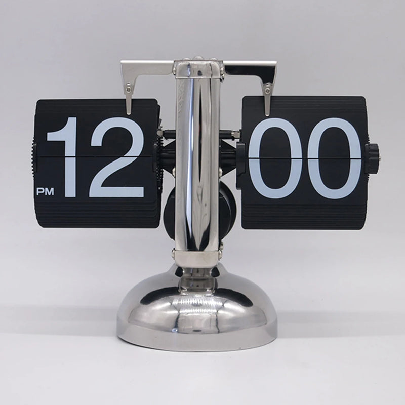 HQ-3 Retro Flip Desk Clock Mechanical Stainless Steel