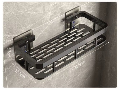 Aluminium Bathroom Shelf Pack of 2 | No-Drill Self-Adhesive Wall Rack