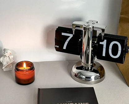 HQ-3 Retro Flip Desk Clock Mechanical Stainless Steel