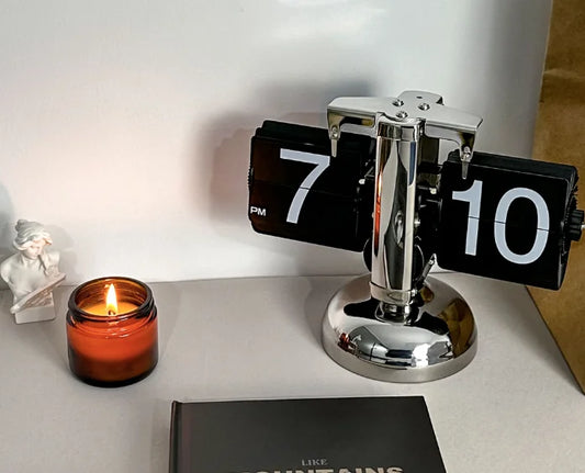 HQ-3 Retro Flip Desk Clock Mechanical Stainless Steel