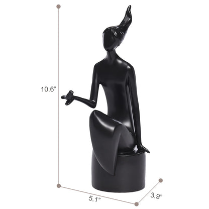 Nordic Art Girl and Bird Ornament Modern Resin Figurine