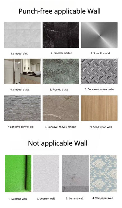 Aluminium Bathroom Shelf Pack of 2 | No-Drill Self-Adhesive Wall Rack