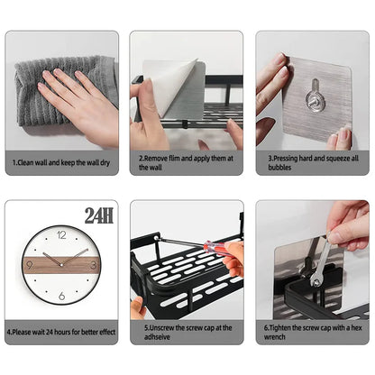 Aluminium Bathroom Shelf Pack of 2 | No-Drill Self-Adhesive Wall Rack