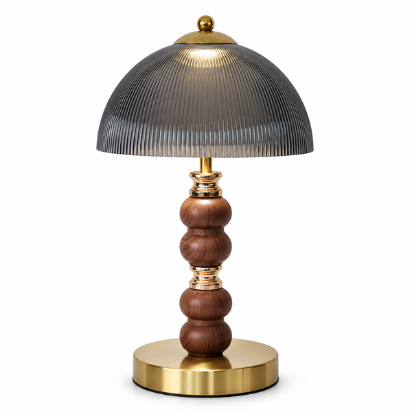 Smoked Ribbed Acrylic Dome Table Lamp — 3 Light Colours
