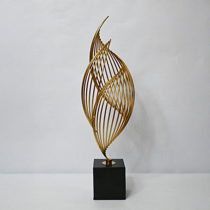 Arc & Matter Showpiece Contemporary Brass Gold and Black 7x7x46cm
