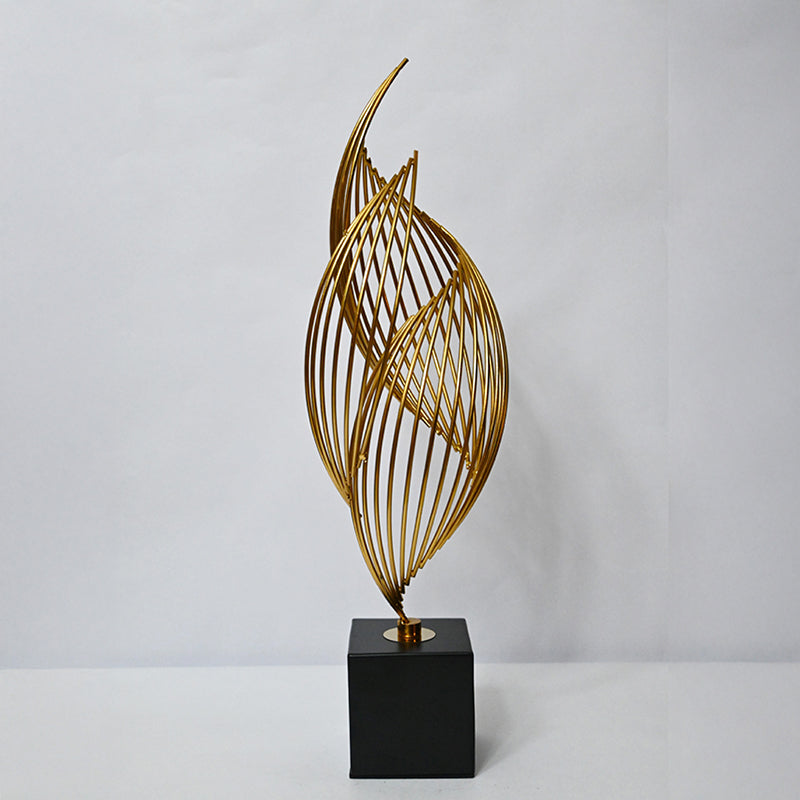 Arc & Matter Showpiece Contemporary Brass Gold and Black 7x7x46cm
