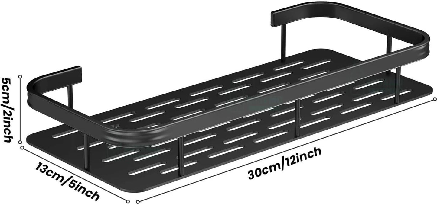 Aluminium Bathroom Shelf Pack of 2 | No-Drill Self-Adhesive Wall Rack