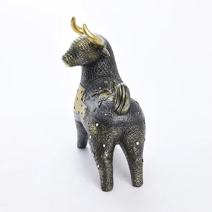 Bull Figurine Art Deco Floral Resin 24x11x23.5cm HX05S118