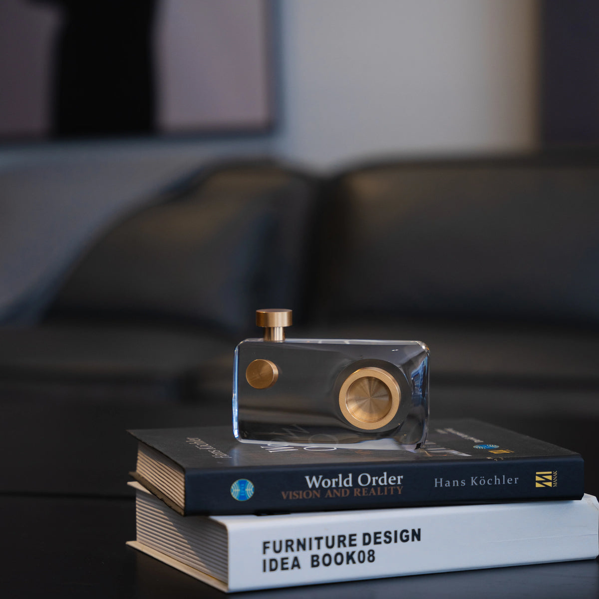 Camera Figurine Golden Modern Acrylic 14x5x10.5cm