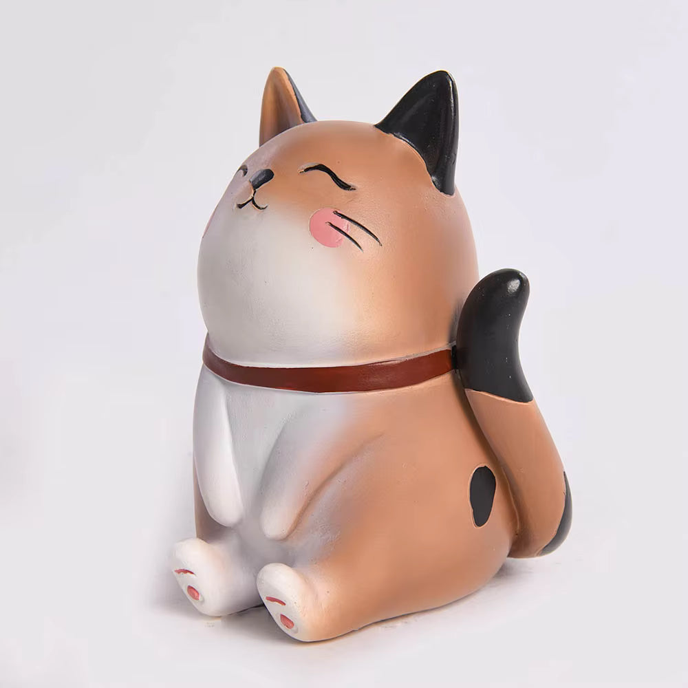 Cat Figurine Cute Resin 10.6x10.3x13.3cm AX04S038