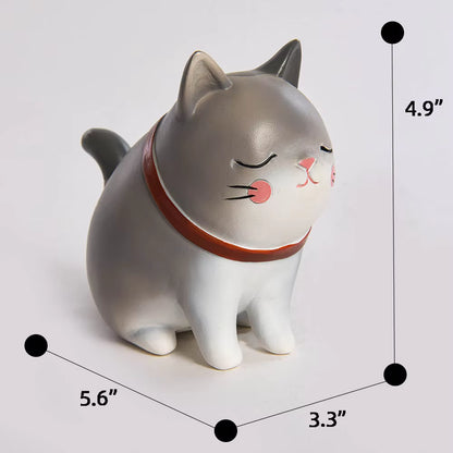 Cat Figurine Modern Resin 10.6x10.3x13.3cm AX04S037