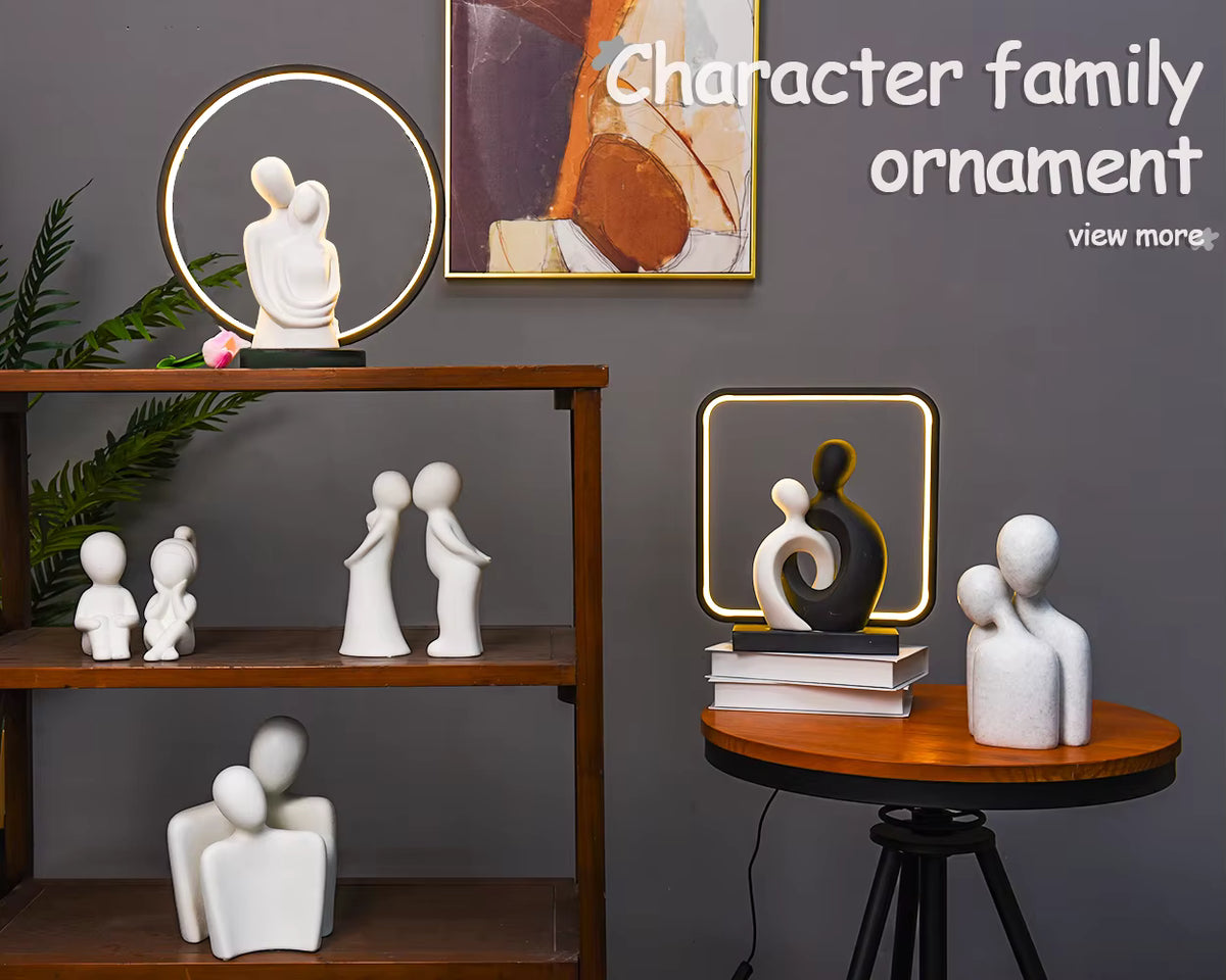 Couple Figurine Modern Style Handmade Resin GX04S029A+B