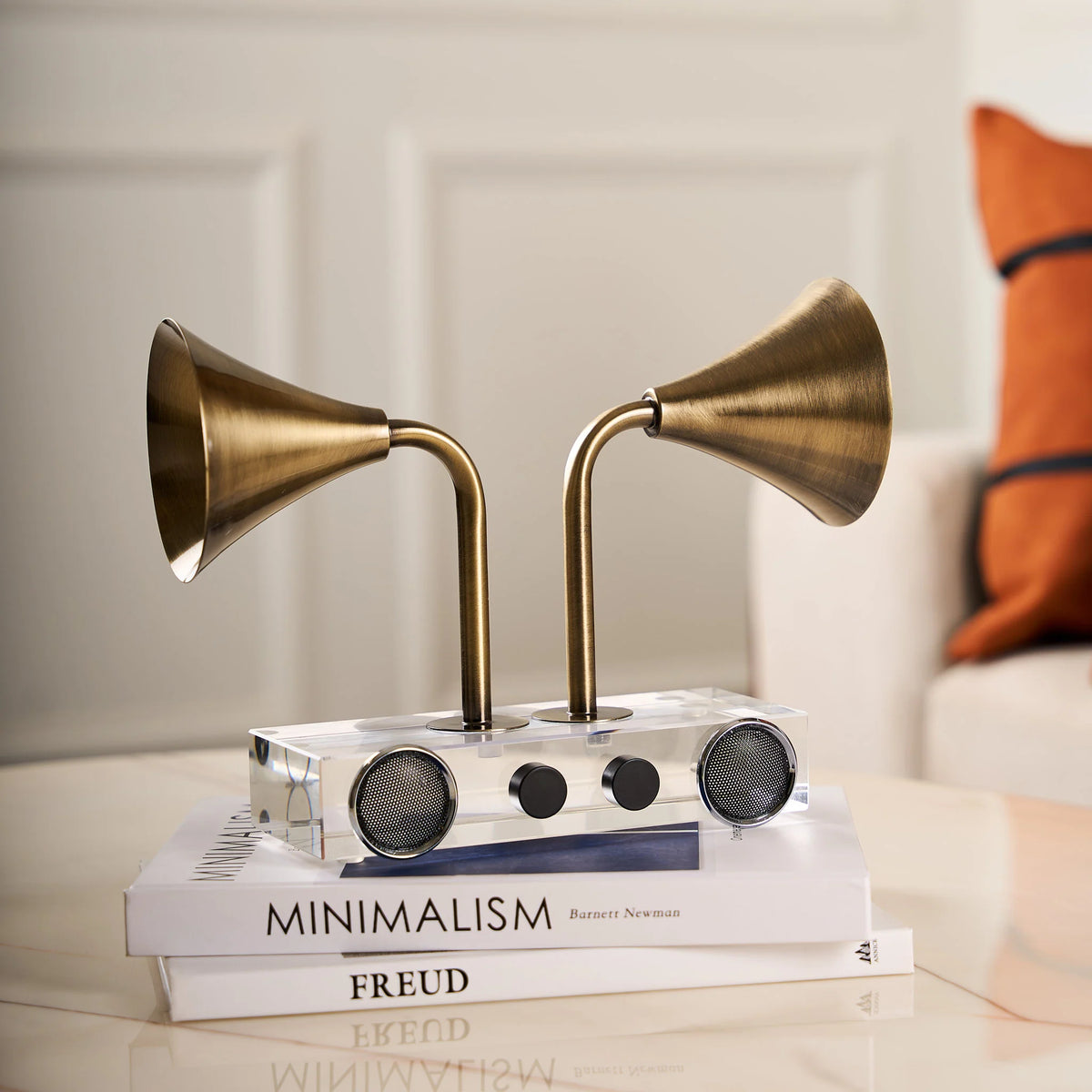 Echo Luxe Sculpture Contemporary Brass and Acrylic