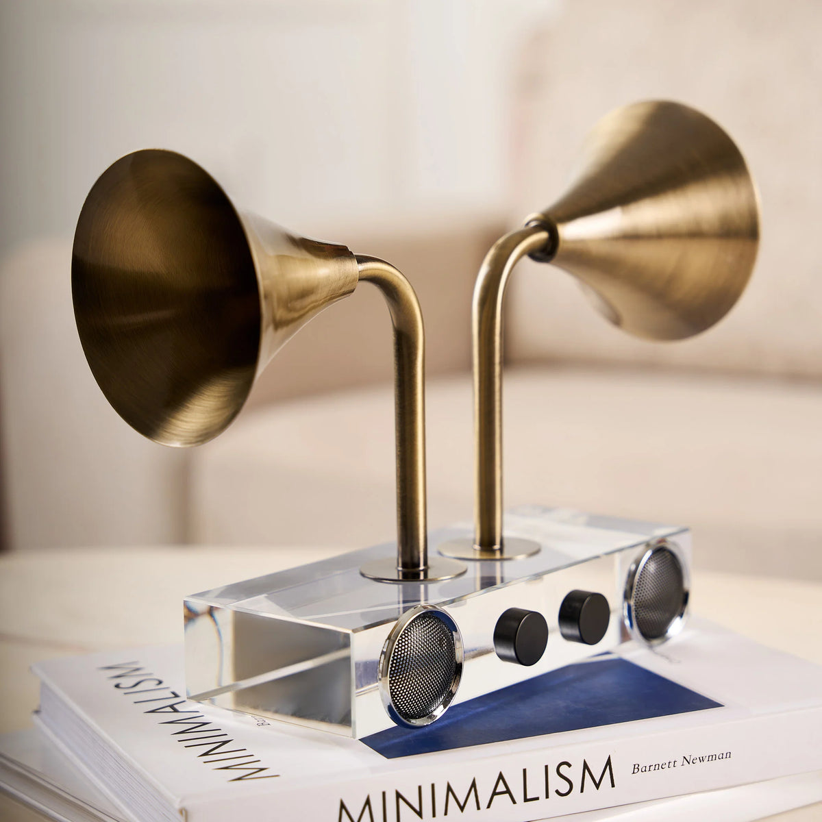 Echo Luxe Sculpture Contemporary Brass and Acrylic