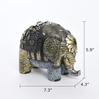 Elephant Figurine Art Deco Floral Resin 18.5x11x15cm HX05S146
