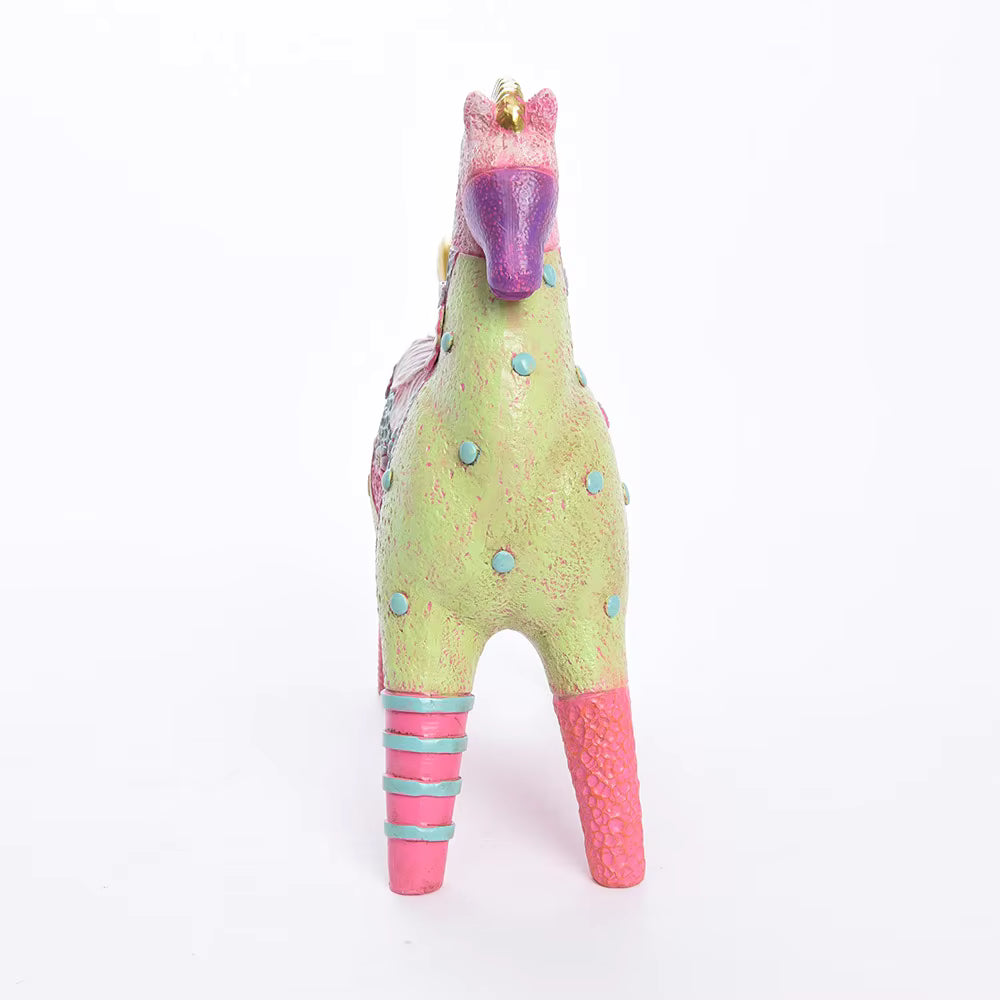 Horse Figurine Art Deco Floral Resin 20x8x23cm HX05S143