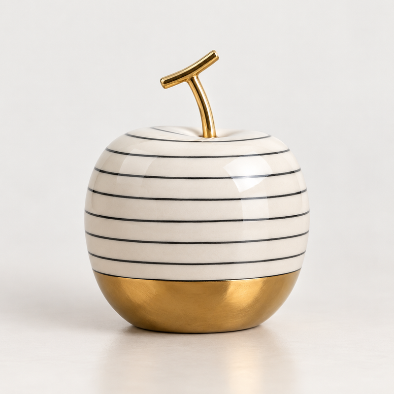 Gold Crown Striped Apple - table decor