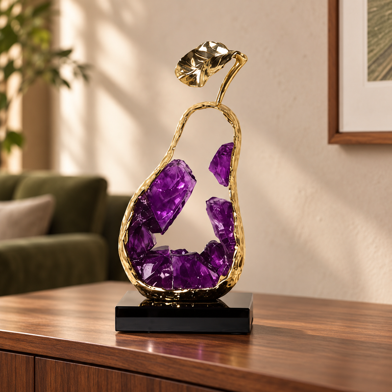 Aster Crystal Pear Sculpture — Purple
