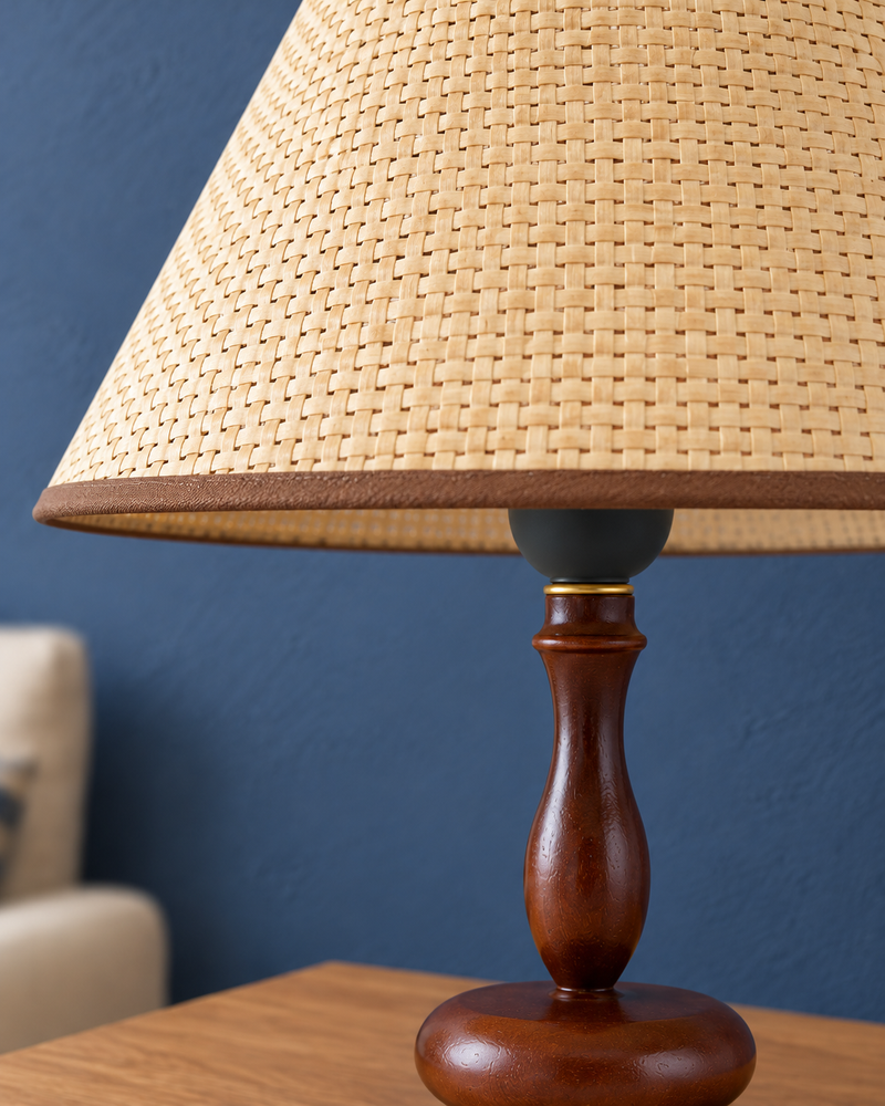 Contour Wood Table Lamp — Handwoven Shade