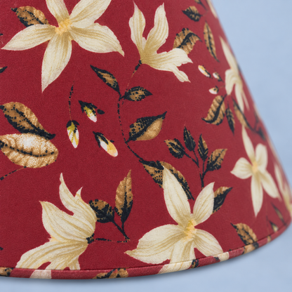 Close-up of the cream floral print on the Petal lamp fabric shade