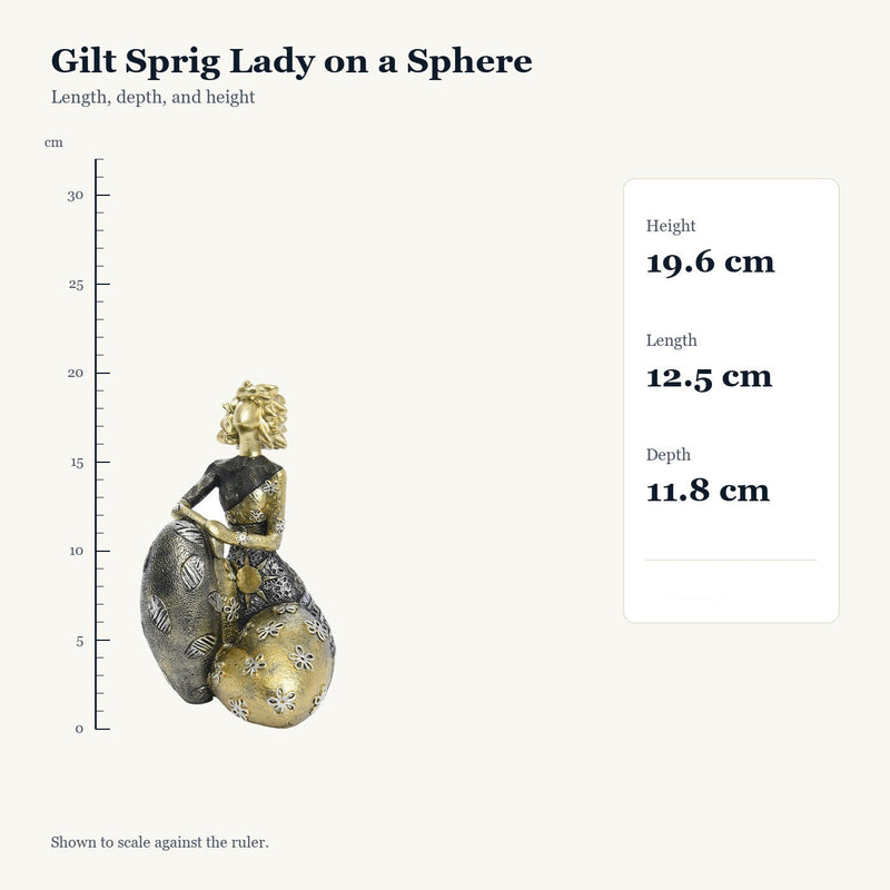 Gilt Sprig Lady on a Sphere