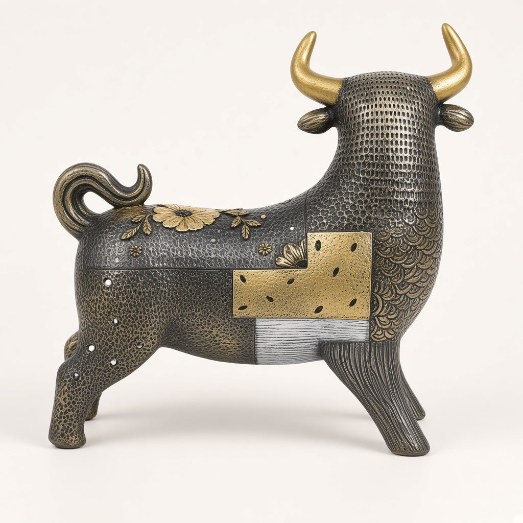 Gilt Sprig Bull, three-quarter view