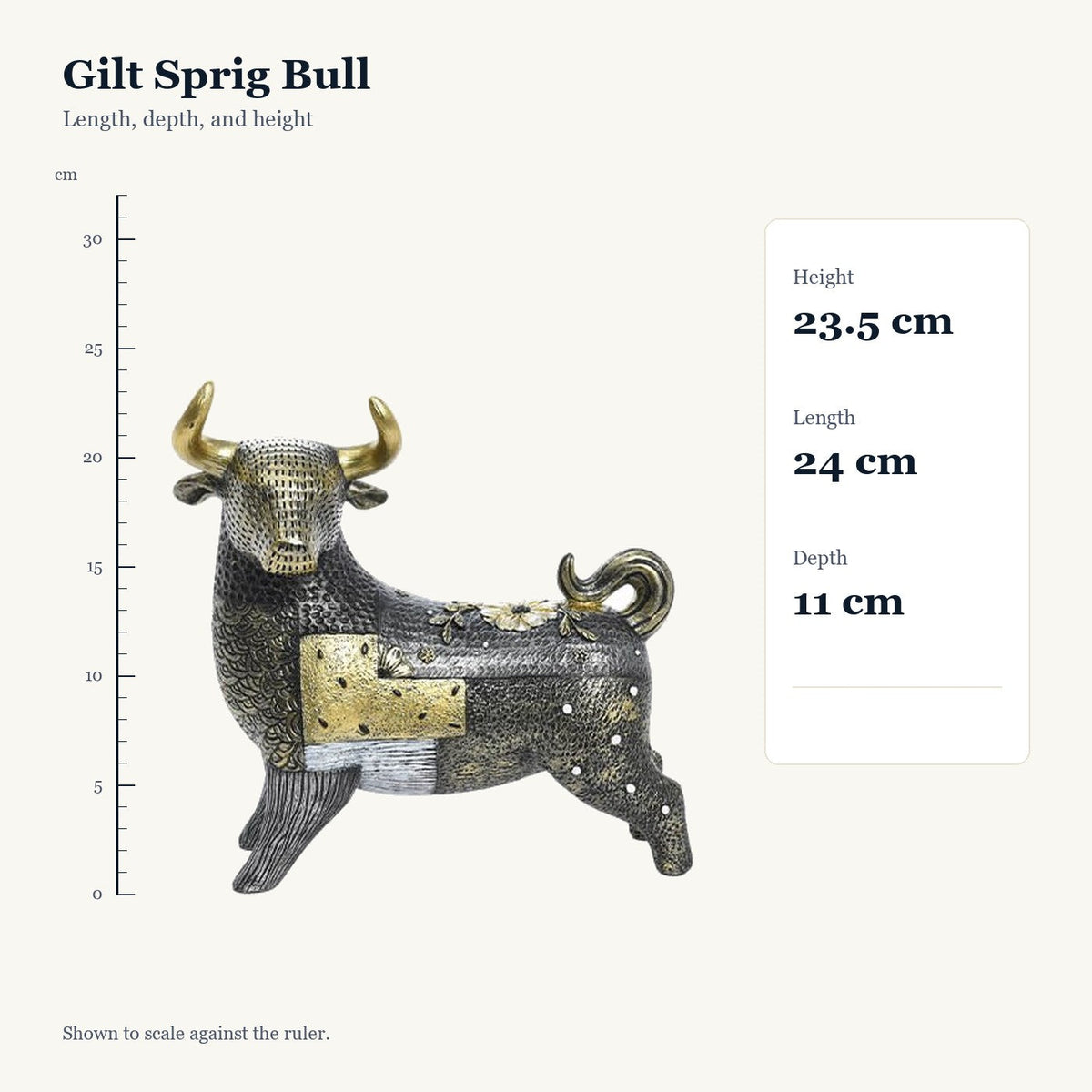 Gilt Sprig Bull, size guide