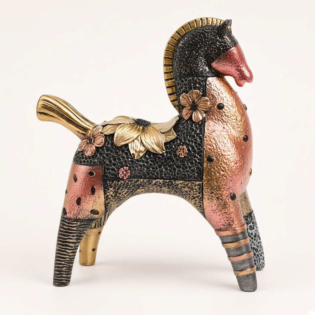Gilt Sprig Horse, three-quarter view