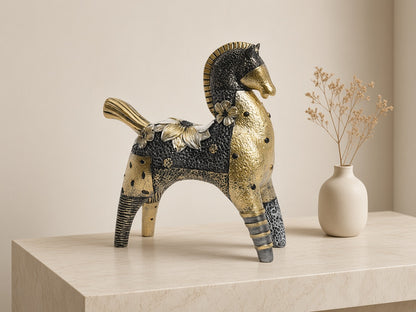 Gilt Sprig Horse on a limestone console